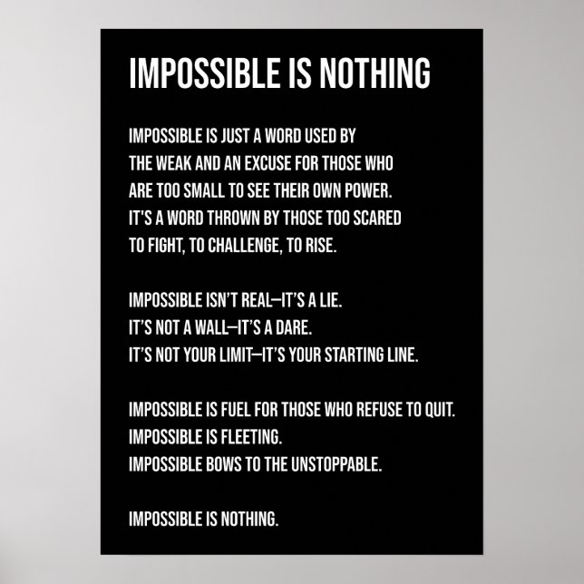 Affiche Impossible N'Est Rien, Gym, Hustère, Succès, Grind (Devant)