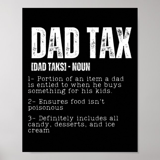 Affiche Impôt Drôle papa Définition de l'impôt Fête des pè (Devant)