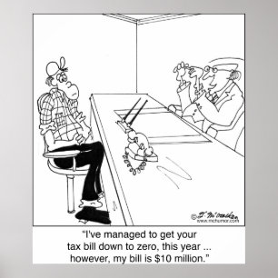 Affiche Impôt zéro, CPA Bill 10 millions de dollars
