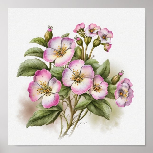 Affiche Impression Artistique Fleurs de Primevère  (Devant)