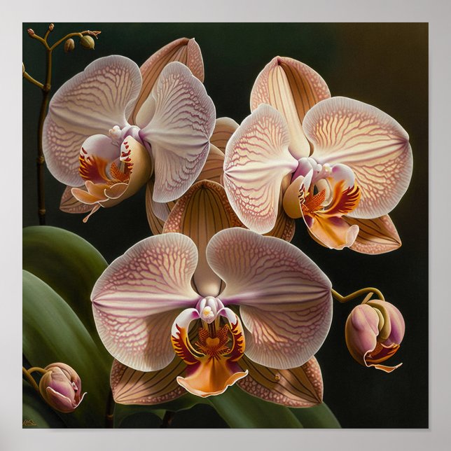 Affiche Impression Artistique Fleurs d'Orchidée Pa (Devant)