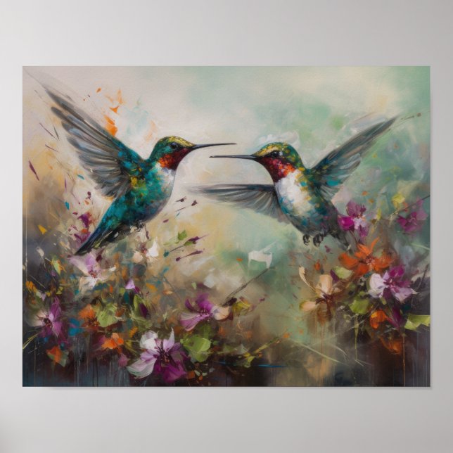 Affiche Impression d'Art Colibris Peinture (Devant)