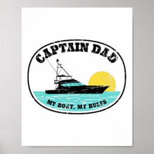 Affiche (Impression recto verso) Capitaine Papa Mon Bateau