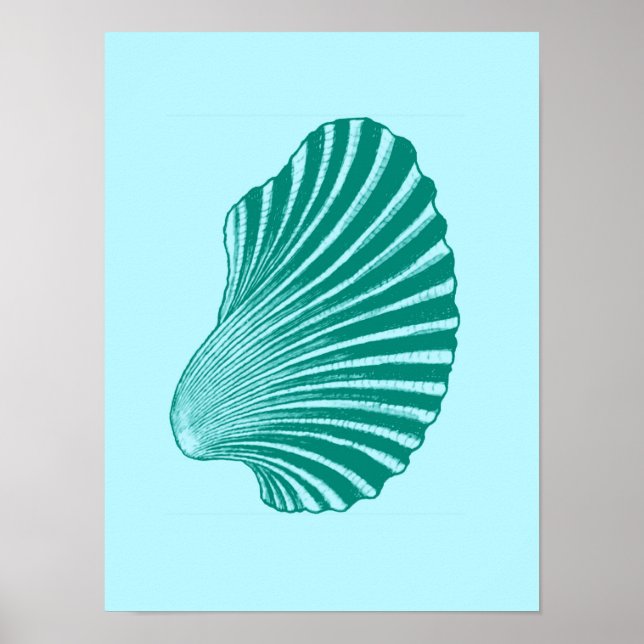 Affiche Impression, turquoise et aqua à coque de pétoncle (Devant)