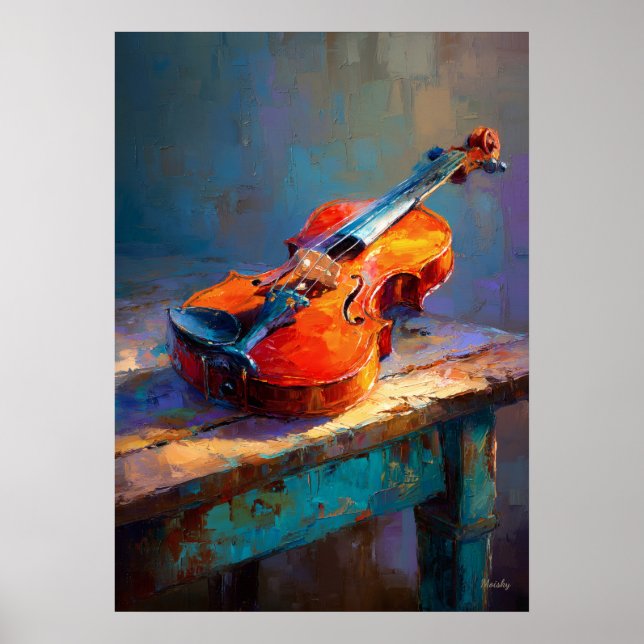 Affiche Impressionist Violin Painting Classical Music Art (Devant)