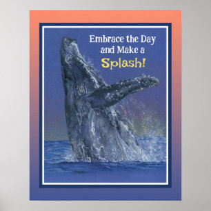 Affiche Impressionnant motif de baleine amusant - Bordure