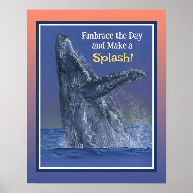 Affiche Impressionnant motif de baleine amusant - Bordure  (Devant)
