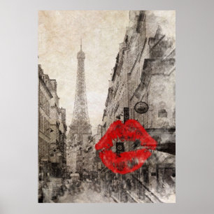 Affiche impressionnisme automne paysage paris tour eiffel