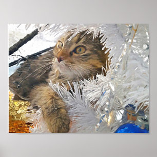 Affiche Impressionnisme du chat de Noël
