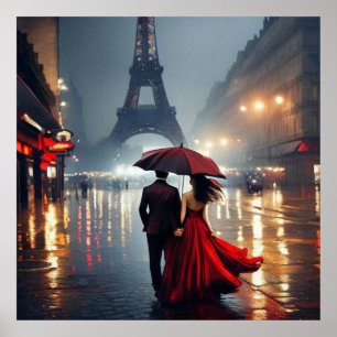 Affiche Impressionnisme France Tour Eiffel et couple