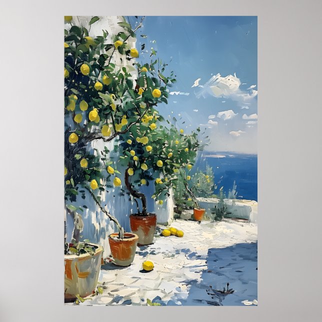 Affiche Impressionnisme méditerranéen avec des citrons (Devant)