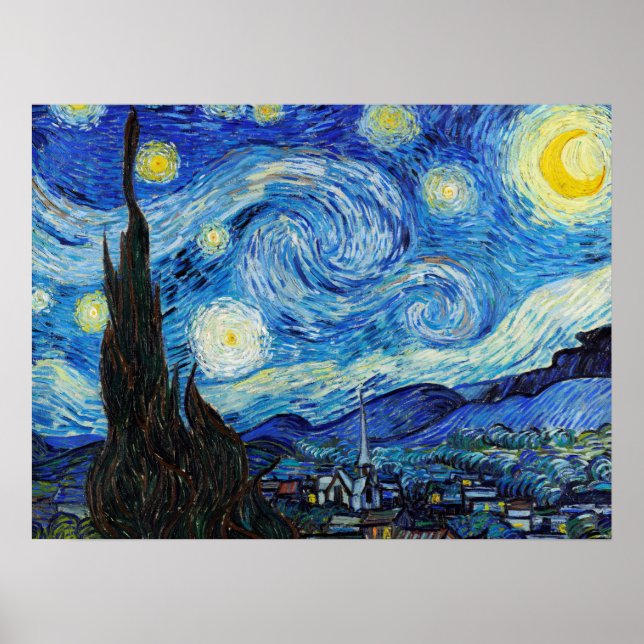 Affiche Impressionnisme Vincent Van Gogh Starry Starry Nui (Devant)