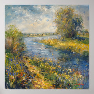 Affiche Impressionniste A I Peinture Printemps par rivière