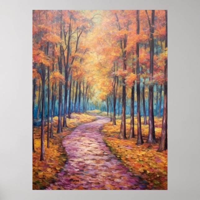 Affiche Impressionniste Abstrait Pathway d'automne (Devant)
