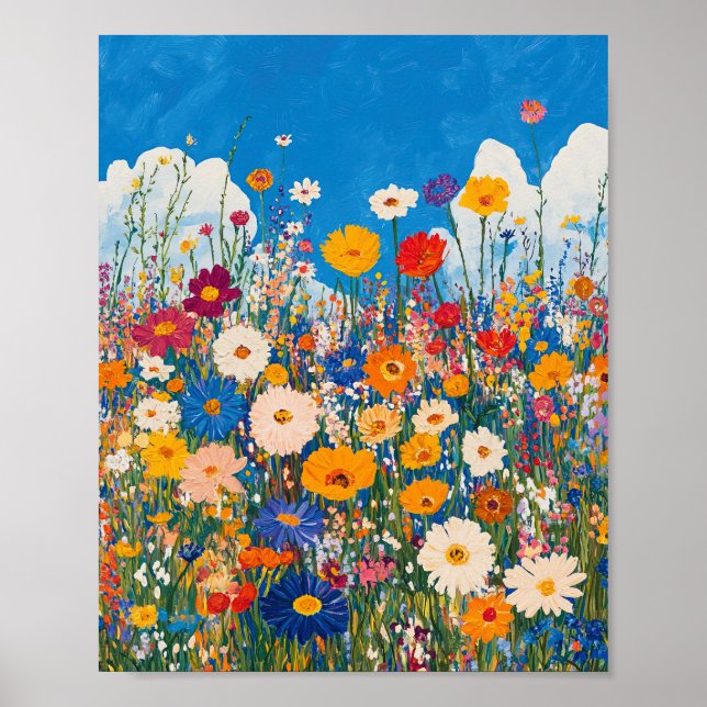 Affiche Impressionniste de Champ de Fleurs Sauvage (Devant)