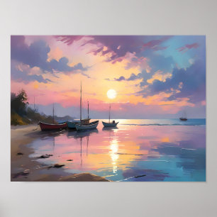Affiche Impressionniste Lumineuse Peinture de bord de mer