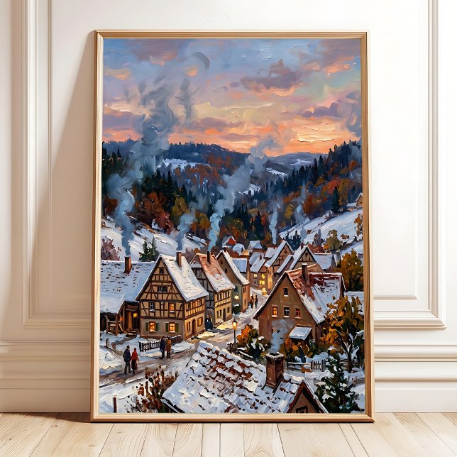 Affiche Impressionniste Toile de Fond de Village d'Automne (Créateur téléchargé)