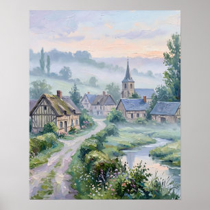 Affiche Impressionniste Village Toile de Fond Cadre