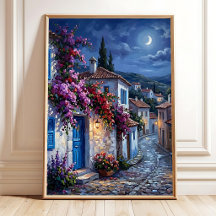 Impressionniste Village Toile Imprimée