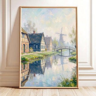 Affiche Impressionniste Village Toscan sur Toile