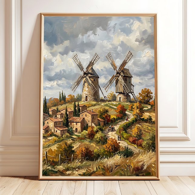 Affiche Impressionniste Village Toscan Toile de Fond Table (Créateur téléchargé)
