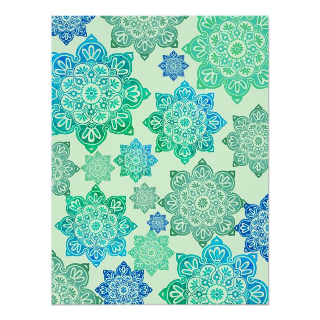 Affiche imprimable avec médaillons vert et bleu (Devant)