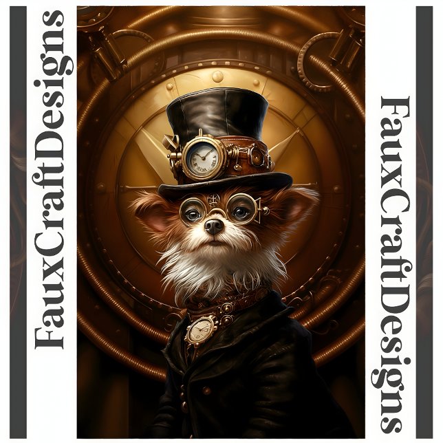 Affiche Imprimable Cute Steampunk Chien Casquette Goggles  (Créateur téléchargé)