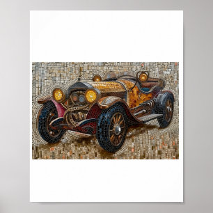 Affiche Imprimable Steampunk Classic Car Faux Mosaic 027