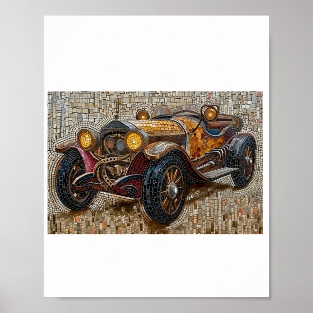 Affiche Imprimable Steampunk Classic Car Faux Mosaic 027 (Devant)