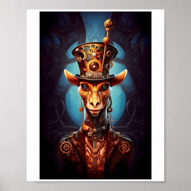 Affiche Imprimable Steampunk Funky Giraffe Faux Ink 035 (Devant)