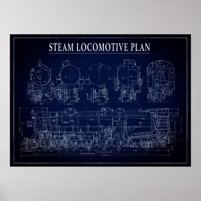 AFFICHE IMPRIMANTE DE VAPEUR LOCOMOTIVE (Devant)