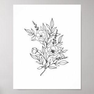 Affiche IMPRIMATION D'ART DE MUR   Art Art Floral Line Art