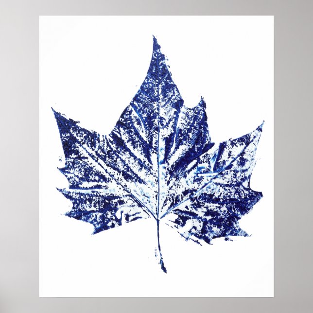 Affiche imprimé à la main imprimé plante marine bleu une f (Devant)