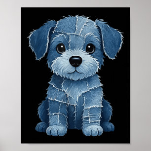 Affiche Imprimé animal de chien de patch en denim drôle ré