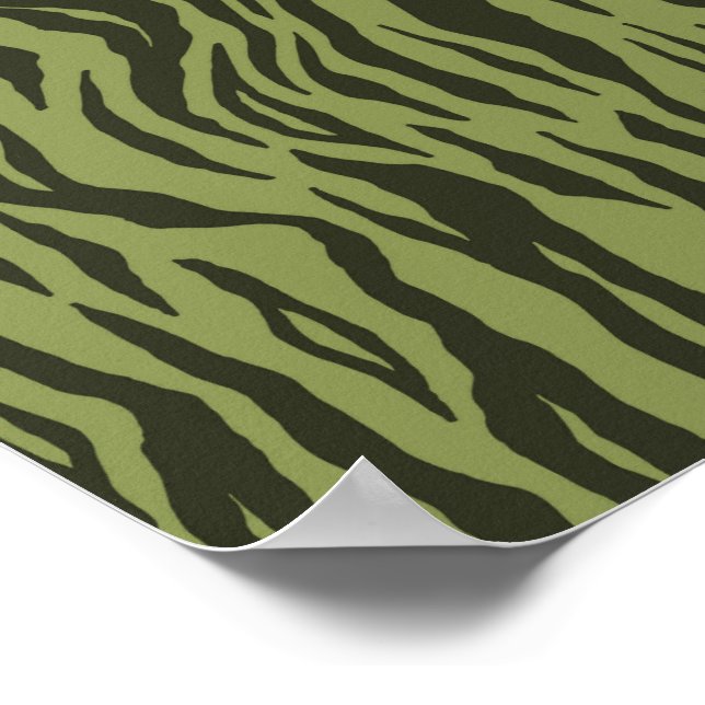 Affiche Imprimé Animalier Rayures de Tigre Vert Mousse Gla (Coin)