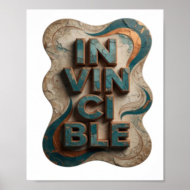 Affiche Imprimé Bleu Ludique INVINCIBLE (Devant)