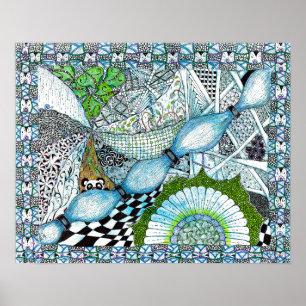 Affiche Imprimé Blue Panda World