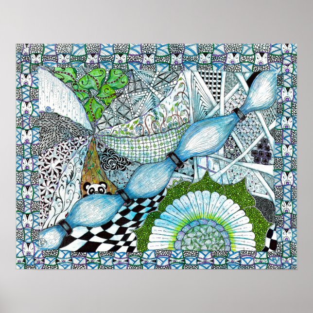 Affiche Imprimé Blue Panda World (Devant)