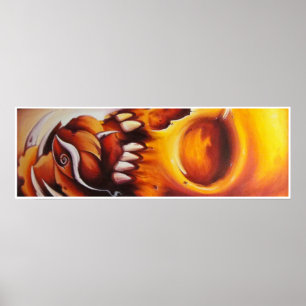 Affiche imprimé d'affiche de tatouage crâne et rose