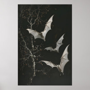 Affiche Imprimé d'art de chauves-souris frugivores albinos
