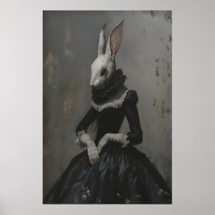 Affiche Imprimé d'art de lapin lady victorien, huile gothi