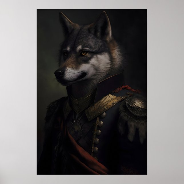 Affiche Imprimé d'art de loup militaire de la Renaissance  (Devant)