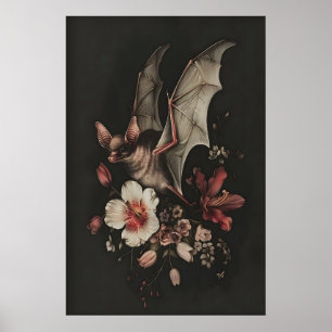 Affiche Imprimé d'art mural floral chauve-souris sombre Co