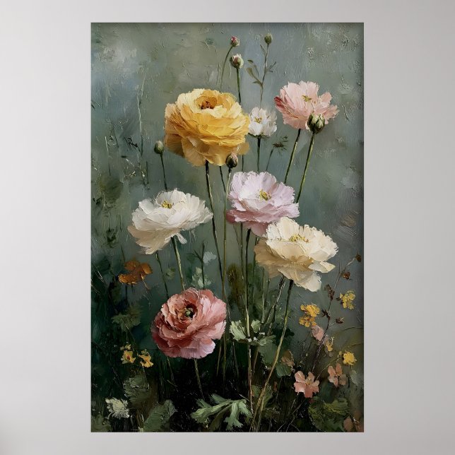 Affiche Imprimé d'art mural Ranunculus, Antique Spring (Devant)