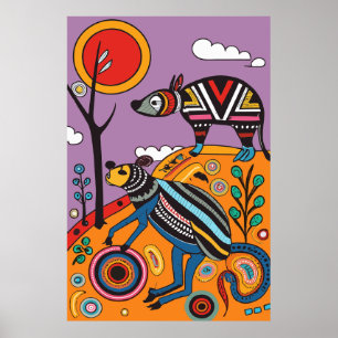 Affiche imprimé d'art tribal autochtone