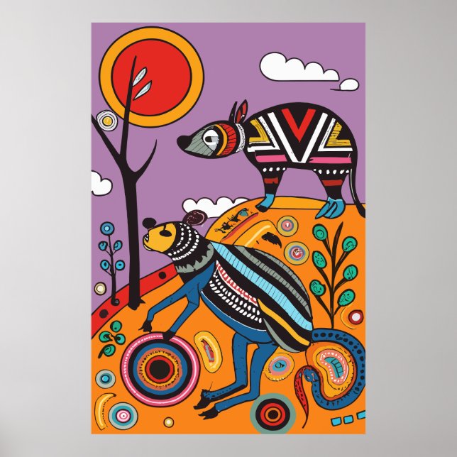 Affiche imprimé d'art tribal autochtone (Devant)