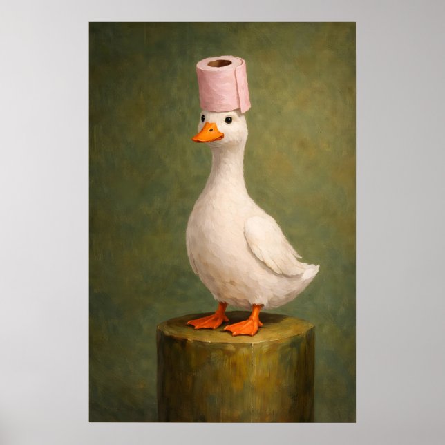 Affiche Imprimé de chapeau de canard drôle de papier toile (Devant)