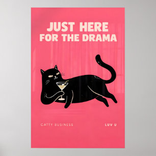 Affiche Imprimé de cocktail de chat impertinent, mur de l'