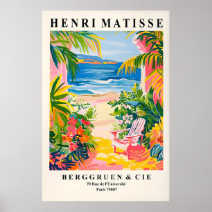Affiche Imprimé de plage tropicale rose style Matisse côti