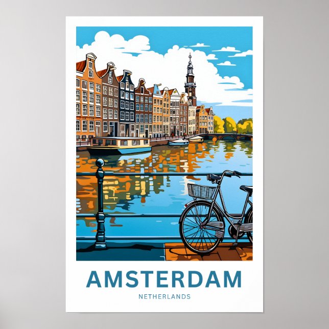 Affiche Imprimé de voyage Amsterdam Pays-Bas (Devant)